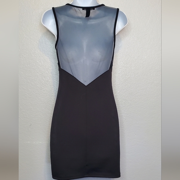 💚5/$25 FV21 LBD Black Mesh Cutout Scuba Bodycon Sleeveless Dress Size Medium - Picture 8 of 8